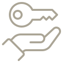 Icon showing a key, symbolizing property ownership or handover.
